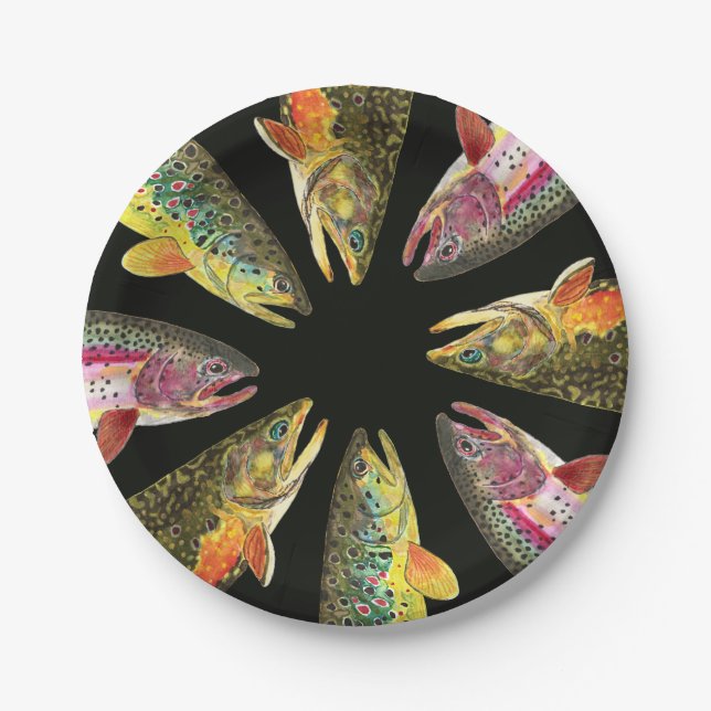 Prato De Papel Pesca de trutas (Frente)