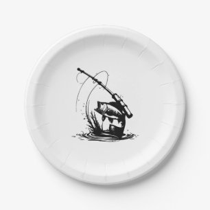 Prato De Papel Pesca Do Ícone De Pesca