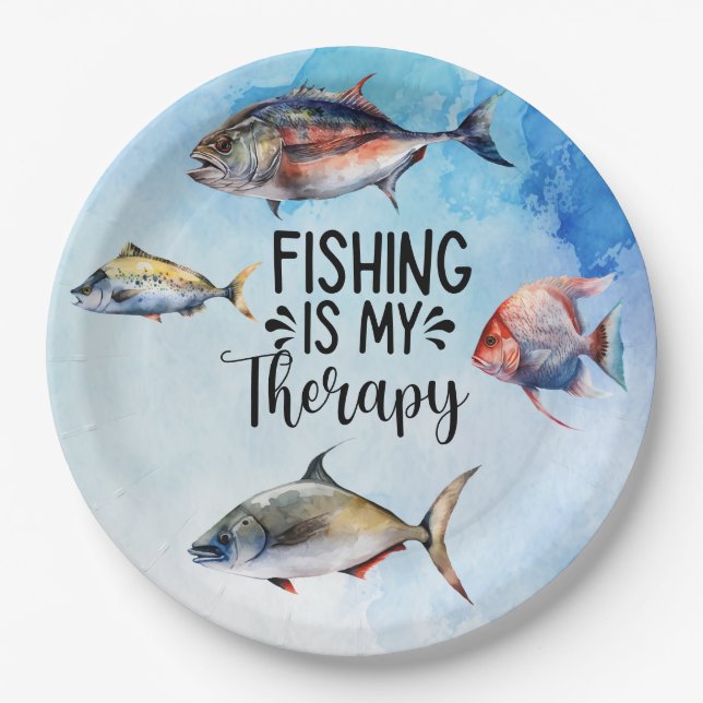 Prato De Papel Pesca é meu guardanapo de terapia (Frente)