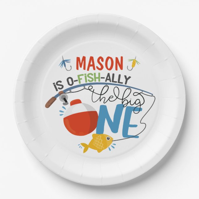 Prato De Papel Pescar As Grandes Placas De Papel De Aniversário (Frente)
