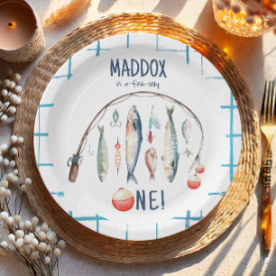 Prato De Papel Pescar O-Peixe-Ally O Grande Aniversário De Um Men