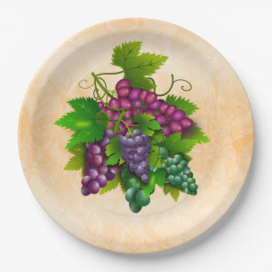 Prato De Papel Pêssego de vinhedo de uvas verdes