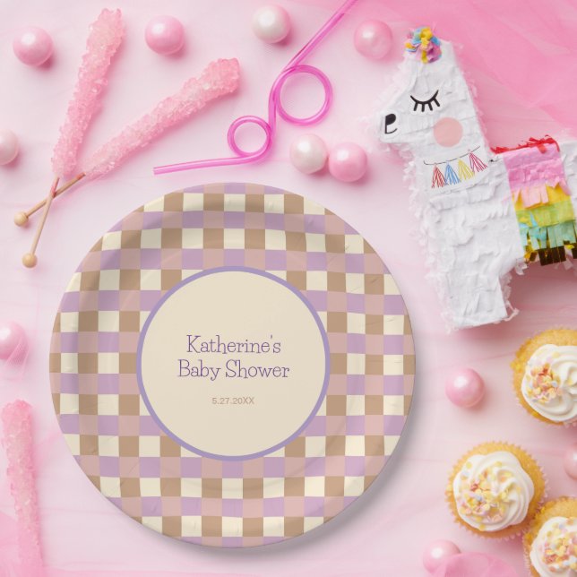 Prato De Papel Pêssego Empoeirado E Lavanda  (Festa)