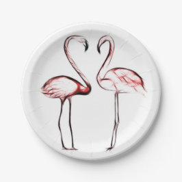 Prato De Papel Pêssego Flamingos Rosa Flamingo Chic Moderno Pisci
