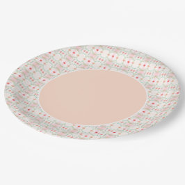 Prato De Papel Pêssego Teal e Rosa