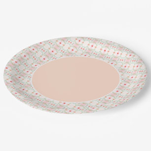 Prato De Papel Pêssego Teal e Rosa