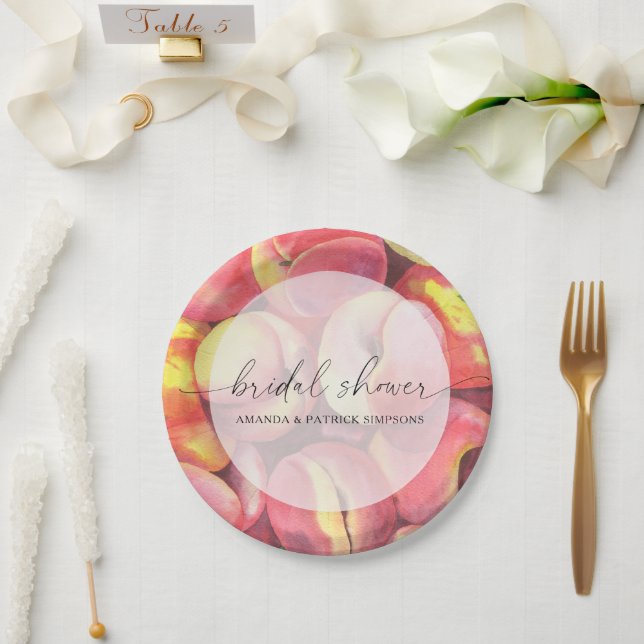 Prato De Papel Pêssegos - Chá de noiva (Casamento)