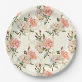 Prato De Papel Pêssegos e placas de papel creme