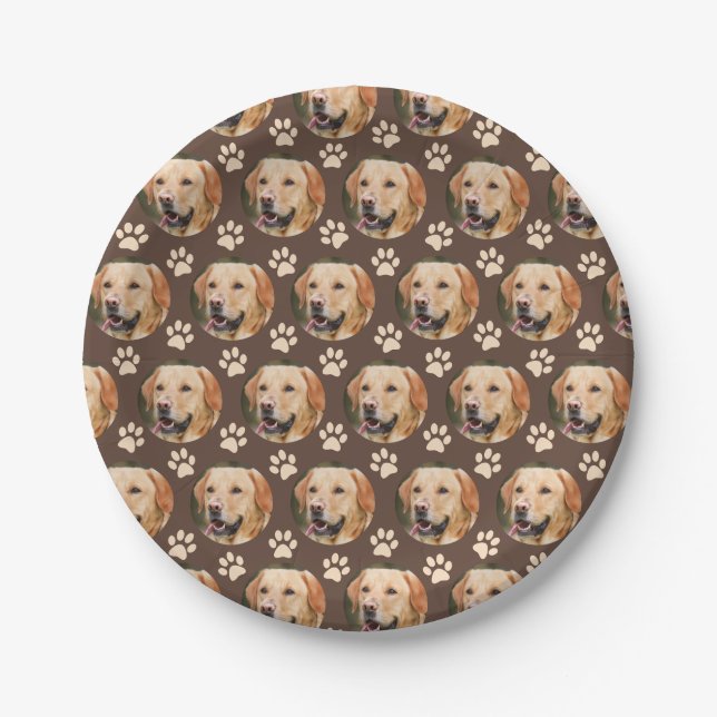 Prato De Papel Pet Photo Pattern Dog Brown (Frente)