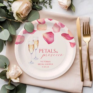 Prato De Papel Petais cor-de-rosa e Chá de panela Prosecco