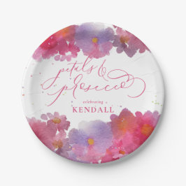 Prato De Papel Petais de Aquarela Floral e Prosecco