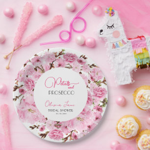 Prato De Papel Petais e Prosecco Watercolor Arco Floral Pinkwhite