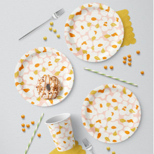 Prato De Papel Petal Whimsy Rosa Branco