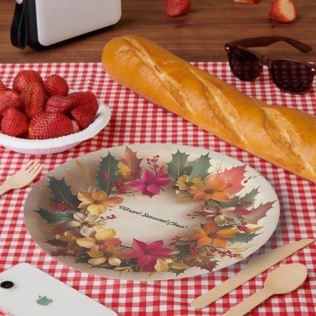 Prato De Papel "Pétalas com Floco de Neve" (Piquenique)