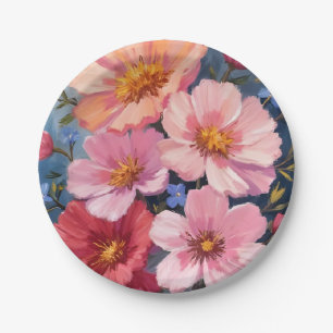 Prato De Papel Pétalas em Flor   Pintura em Aquarela Floral