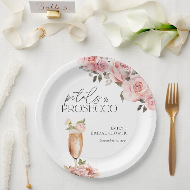 Prato De Papel Pétalas & Prosecco Floral Chá de Noiva (Casamento)
