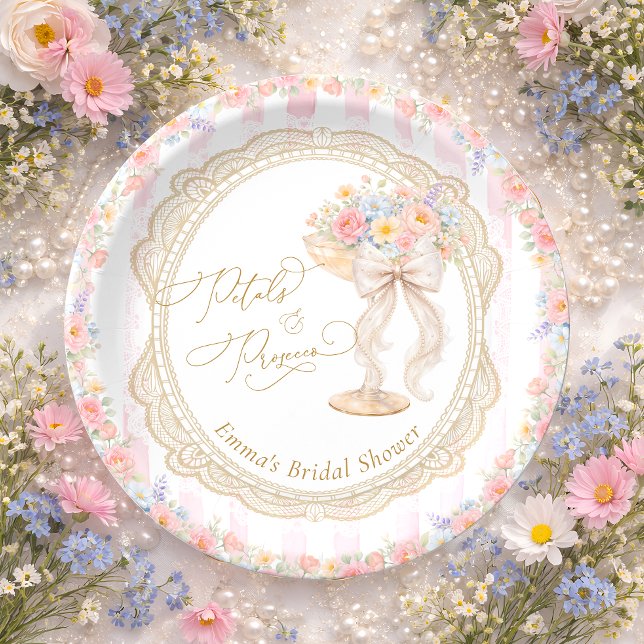 Prato De Papel Petals and Prosecco Pink and Gold Bridal Shower (Criador carregado)