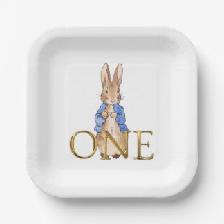 Prato De Papel Peter o coelho Primeiro Aniversário Um