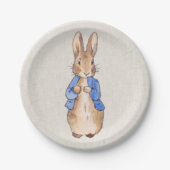 Prato De Papel Peter o Rabbit Beige Linen Fundo (Frente)