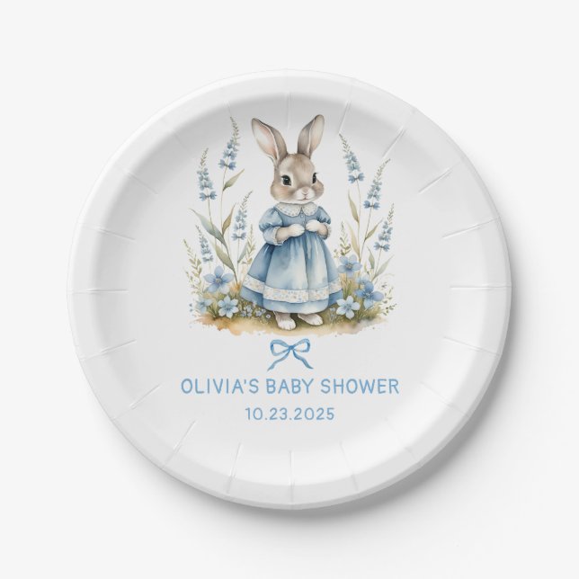 Prato De Papel Peter Rabbit Baby Shower Paper Plates (Frente)