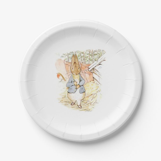 Prato De Papel Peter Rabbit in the Garden (por Beatrix Potter) (Frente)
