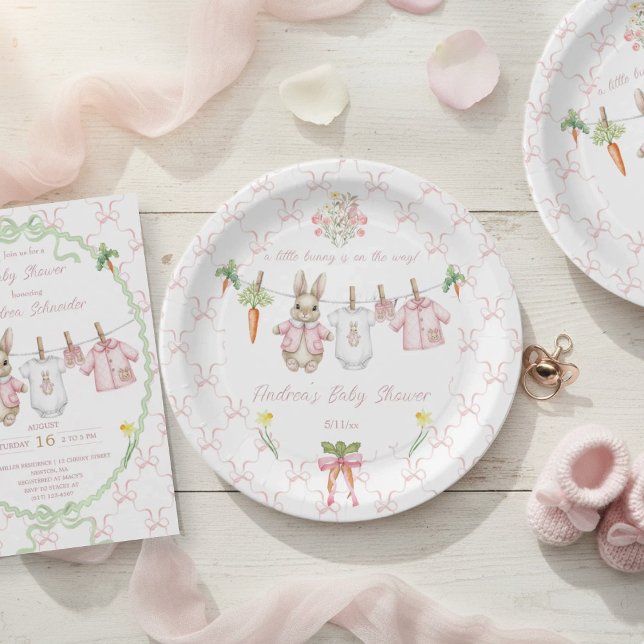 Prato De Papel Peter the Rabbit Girl Clothesline Baby Shower  (Criador carregado)