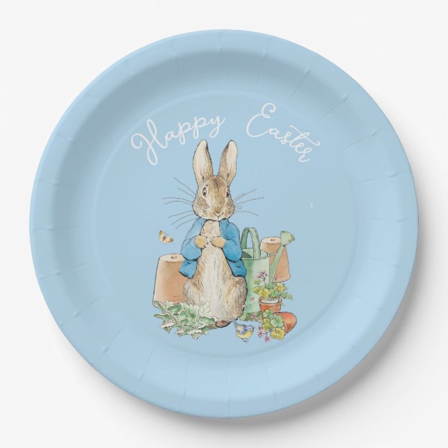 Prato De Papel Peter the rabbit Happy Easter greeting (Frente)