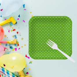Prato De Papel Petite Hearts on Bright Green
