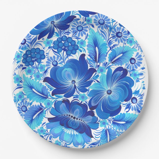 Prato De Papel Petrikivka Ukrainian traditional folk art  (Frente)