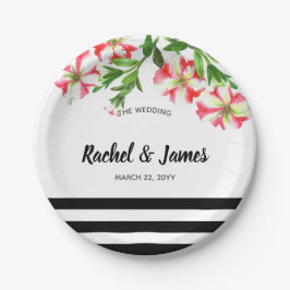 Prato De Papel Petunias Brancas e Rosa