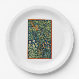 Prato De Papel Pheasant Bird em uma árvore (por William Morris)