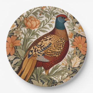 Prato De Papel Pheasant Vintage Floral William Morris Inspired 