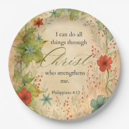 Prato De Papel Philippians 4:13 I Can Do All Things Vintage Botan