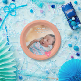 Prato De Papel Photo Paper Plate Baptism Orange Shower