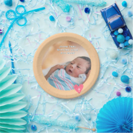 Prato De Papel Photo Paper Plate Baptism Orange Shower