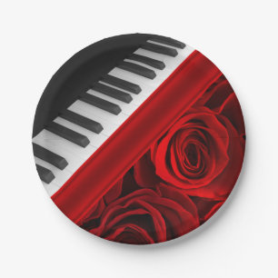 Prato De Papel Piano e rosas