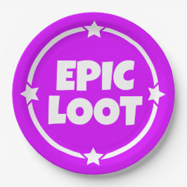 Prato De Papel Pic Loot Gamer Neon Purple Text Slogan Papel Plat