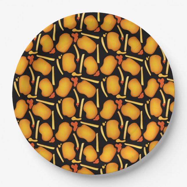 Prato De Papel picadas de galinha e de batata frita (Frente)