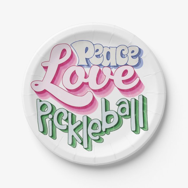 Prato De Papel Pickleball de Paz e Amor (Frente)