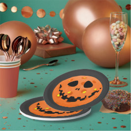 Prato De Papel Pickleball Skeleton Jack-o'-Lanterna Halloween