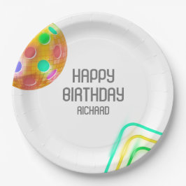 Prato De Papel Pickleball Sports Neon Theme Disco Party