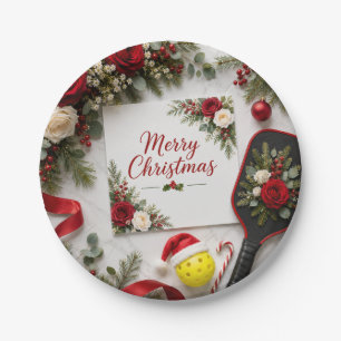Prato De Papel Pickleball tema de Natal