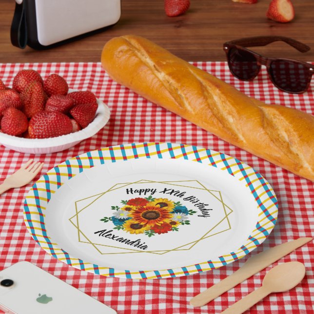 Prato De Papel Picnic Party Geométrico Floral (Piquenique)