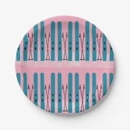 Prato De Papel Picos azuis sobre neve e fundo cor-de-rosa