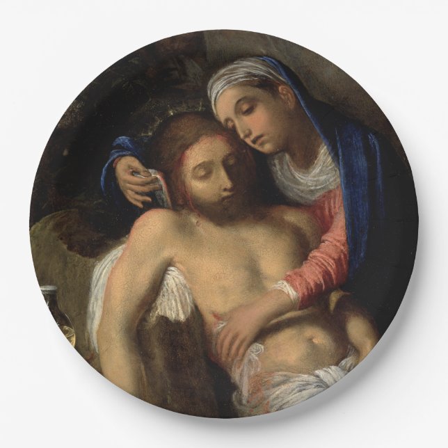 Prato De Papel Pietà (Maria e Jesus) (por Adam Elsheimer) (Frente)