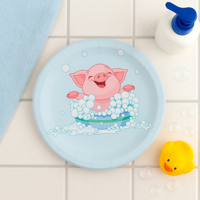 Prato De Papel Piglet Taking A Bath Paper Plates (Criador carregado)
