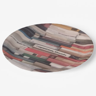 Prato De Papel Pilha de nome do costume dos parabéns dos livros