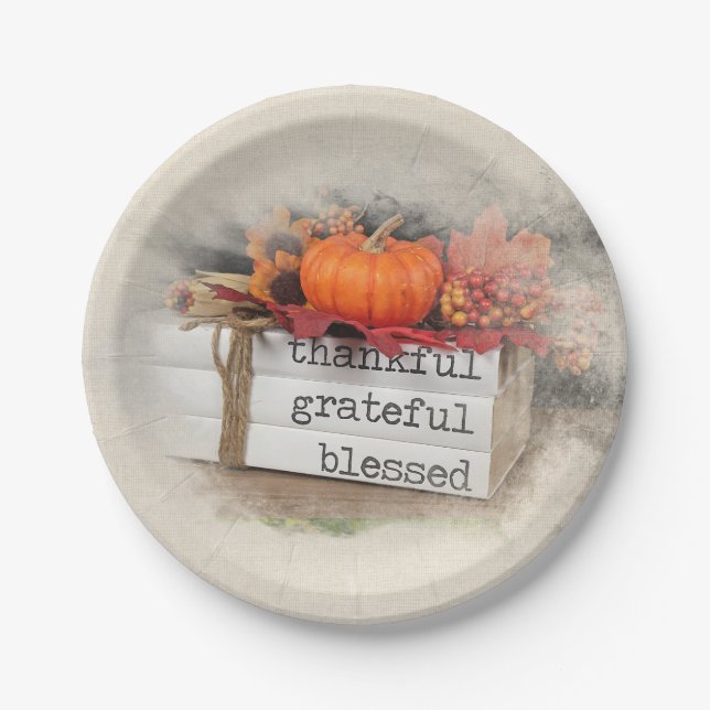 Prato De Papel Pilha do Livro de outono (Frente)