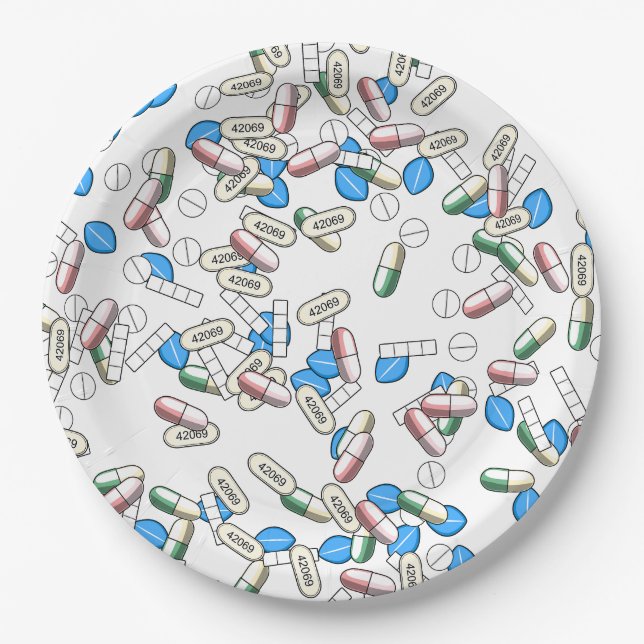 Prato De Papel Pill Sprinkles Pattern (Frente)