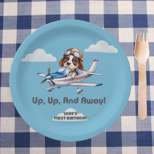 Prato De Papel Piloto Cachorro &Bonito Plano Cessna,Viagem, Prime (Criador carregado)